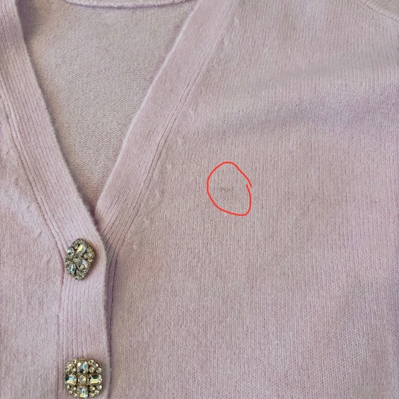 CeCe Women’s M Soft Light Pink V-Neck Cardigan Snaps Rhinestones Fuzzy Dressy - Picture 7 of 11